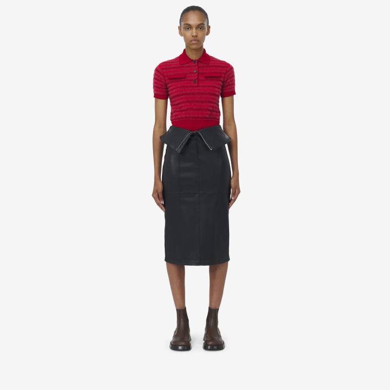 ALEXANDER MCQUEEN - Fold Over Waist Leather Skirt - Item 817914Q5ANU1000